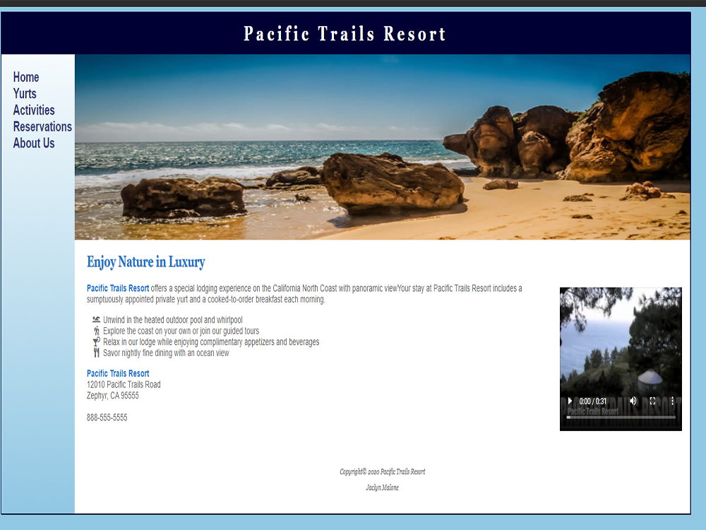Screenshot resort site