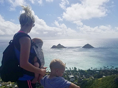 Jackie hiking in Hawaii with her boys