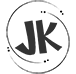 JK logo with decorative circles around it