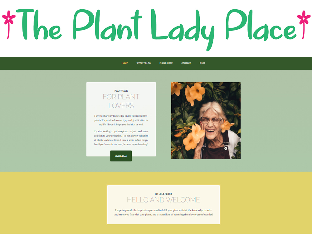 Screenshot Plant Lady site